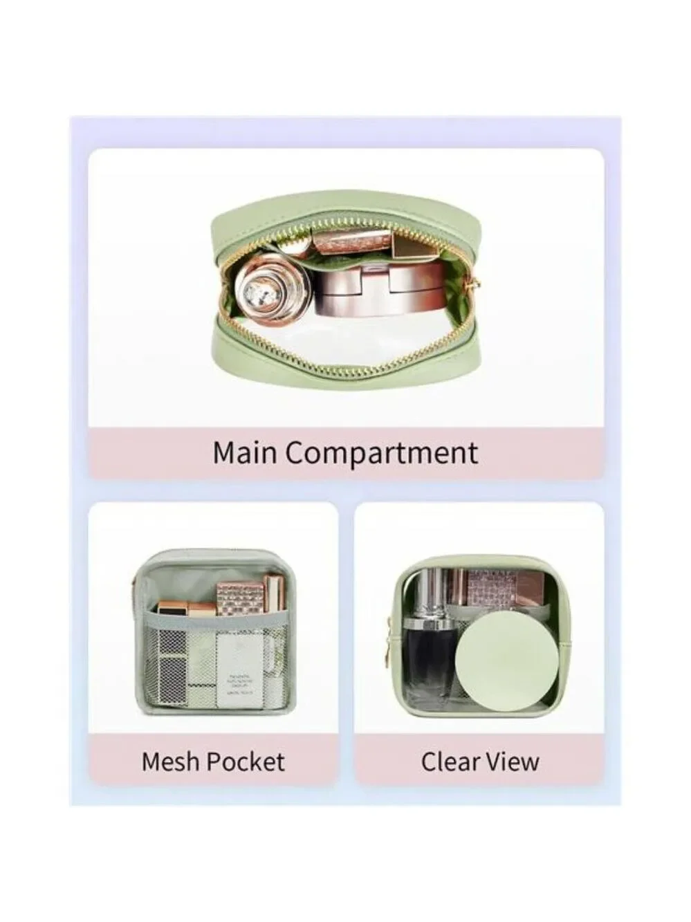 Clear Makeup Bag Mini Transparent Cosmetic Pouch Travel Toiletry Organizer Women